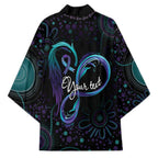 Personalized Australia Indigenous Infinity Heart Kimono Purple Teal Ribbon You Are Not Alone - Aussie Hoodie