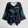 Personalized Australia Indigenous Infinity Heart Kimono Sleeve Blouse Purple Teal Ribbon You Are Not Alone - Aussie Hoodie