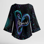 Personalized Australia Indigenous Infinity Heart Kimono Sleeve Blouse Purple Teal Ribbon You Are Not Alone - Aussie Hoodie