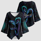 Personalized Australia Indigenous Infinity Heart Kimono Sleeve Blouse Purple Teal Ribbon You Are Not Alone - Aussie Hoodie
