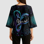 Personalized Australia Indigenous Infinity Heart Kimono Sleeve Blouse Purple Teal Ribbon You Are Not Alone - Aussie Hoodie