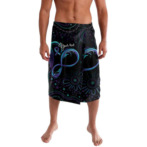 Personalized Australia Indigenous Infinity Heart Lavalava Purple Teal Ribbon You Are Not Alone - Aussie Hoodie