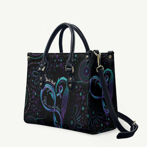 Personalized Australia Indigenous Infinity Heart Leather Bag Purple Teal Ribbon You Are Not Alone - Aussie Hoodie