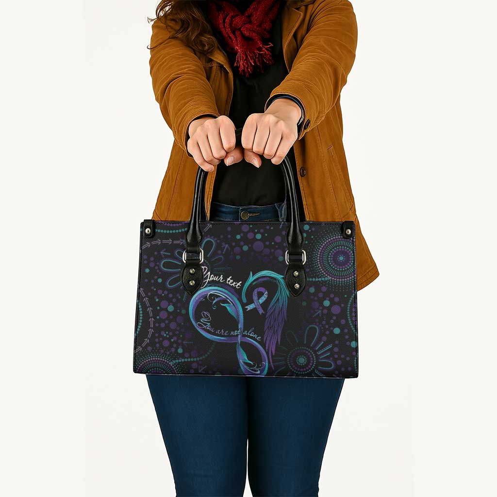 Personalized Australia Indigenous Infinity Heart Leather Bag Purple Teal Ribbon You Are Not Alone - Aussie Hoodie