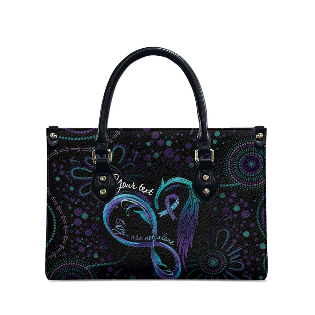 Personalized Australia Indigenous Infinity Heart Leather Bag Purple Teal Ribbon You Are Not Alone - Aussie Hoodie