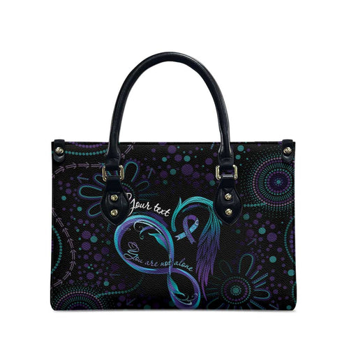 Personalized Australia Indigenous Infinity Heart Leather Bag Purple Teal Ribbon You Are Not Alone - Aussie Hoodie