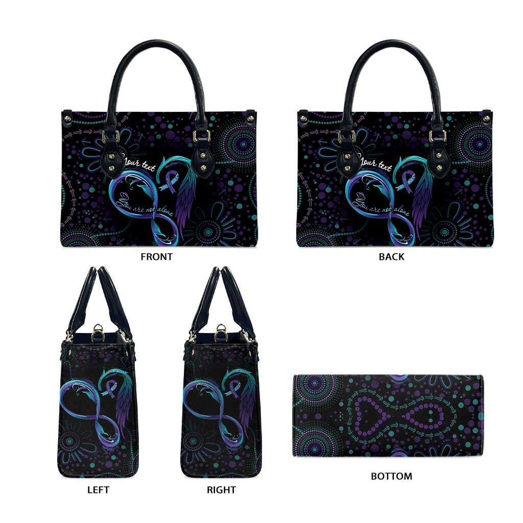 Personalized Australia Indigenous Infinity Heart Leather Bag Purple Teal Ribbon You Are Not Alone - Aussie Hoodie
