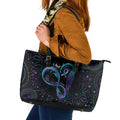 Personalized Australia Indigenous Infinity Heart Leather Tote Bag Purple Teal Ribbon You Are Not Alone - Aussie Hoodie