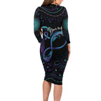 Personalized Australia Indigenous Infinity Heart Long Sleeve Bodycon Dress Purple Teal Ribbon You Are Not Alone - Aussie Hoodie