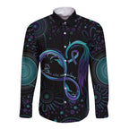 Personalized Australia Indigenous Infinity Heart Long Sleeve Button Shirt Purple Teal Ribbon You Are Not Alone - Aussie Hoodie