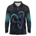 Personalized Australia Indigenous Infinity Heart Long Sleeve Polo Shirt Purple Teal Ribbon You Are Not Alone - Aussie Hoodie