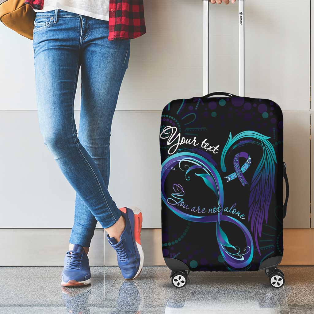 Personalized Australia Indigenous Infinity Heart Luggage Cover Purple Teal Ribbon You Are Not Alone - Aussie Hoodie