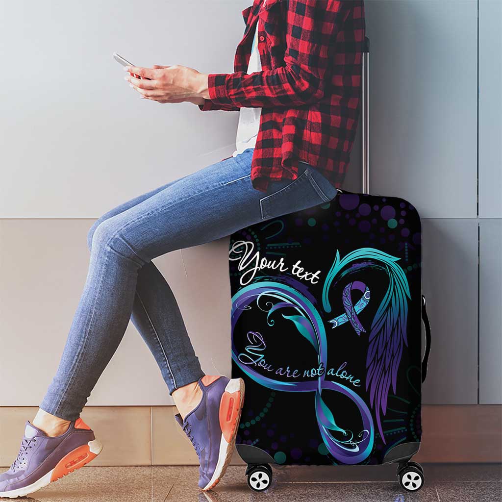 Personalized Australia Indigenous Infinity Heart Luggage Cover Purple Teal Ribbon You Are Not Alone - Aussie Hoodie
