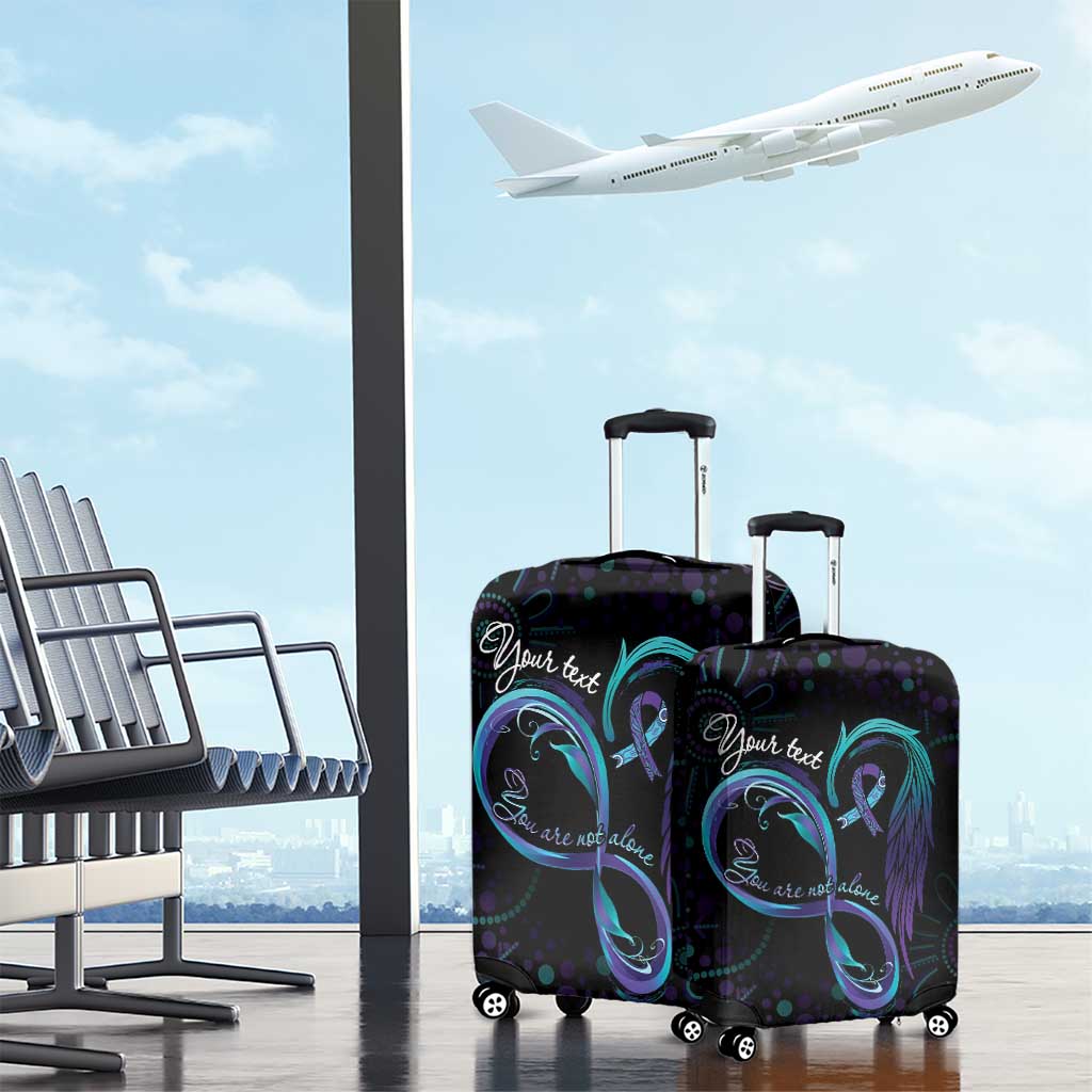 Personalized Australia Indigenous Infinity Heart Luggage Cover Purple Teal Ribbon You Are Not Alone - Aussie Hoodie