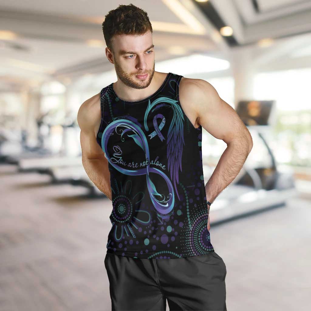 Personalized Australia Indigenous Infinity Heart Men Tank Top Purple Teal Ribbon You Are Not Alone - Aussie Hoodie