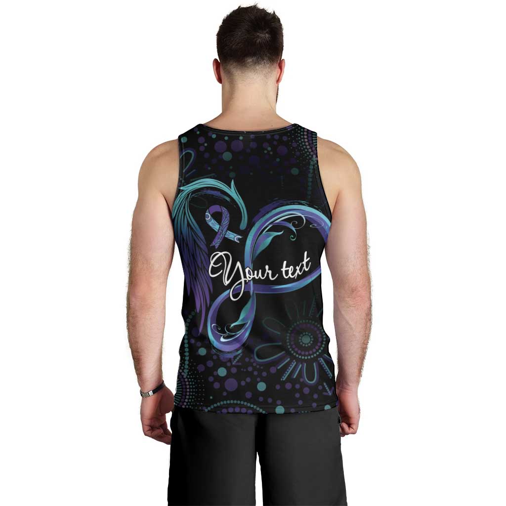 Personalized Australia Indigenous Infinity Heart Men Tank Top Purple Teal Ribbon You Are Not Alone - Aussie Hoodie