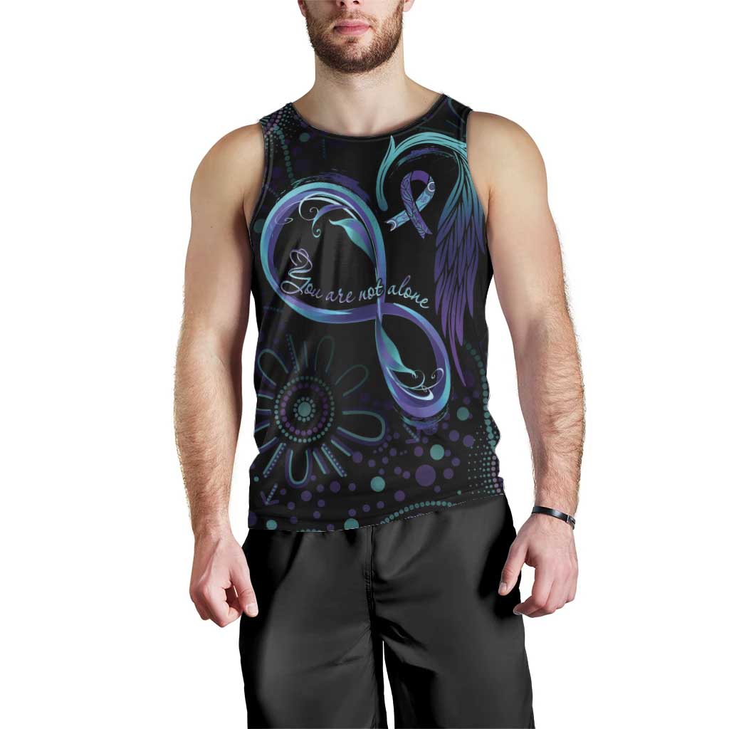 Personalized Australia Indigenous Infinity Heart Men Tank Top Purple Teal Ribbon You Are Not Alone - Aussie Hoodie