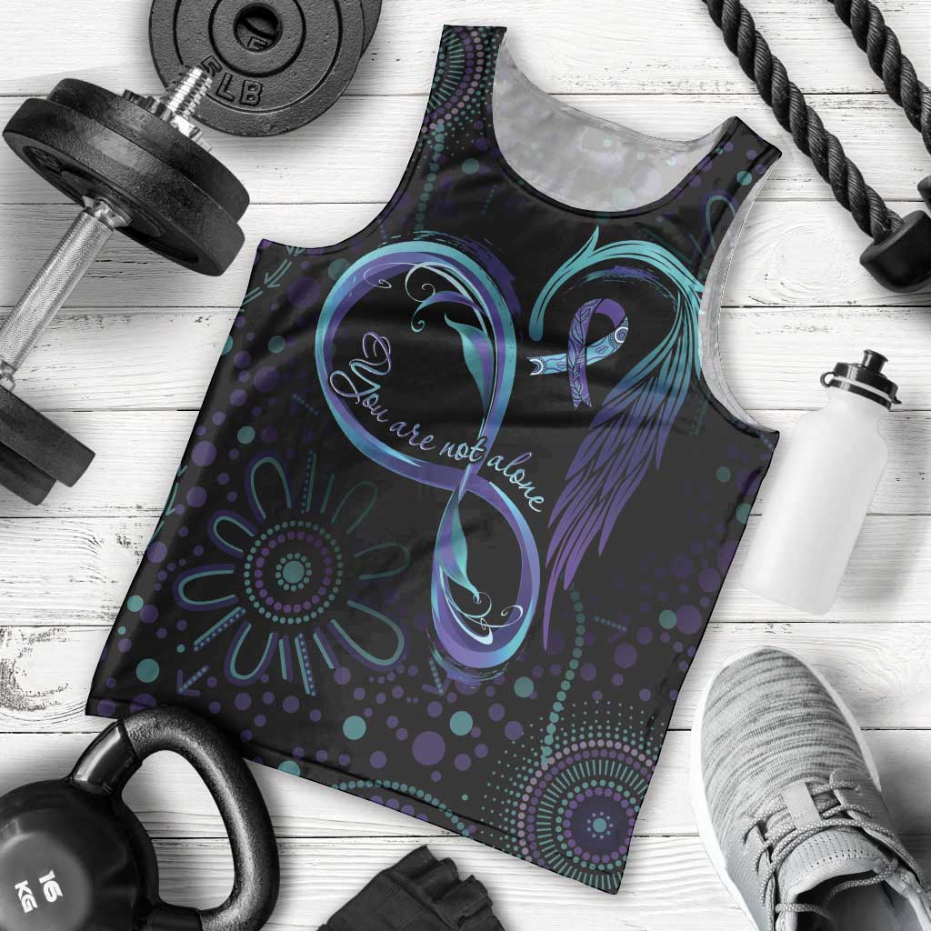 Personalized Australia Indigenous Infinity Heart Men Tank Top Purple Teal Ribbon You Are Not Alone - Aussie Hoodie
