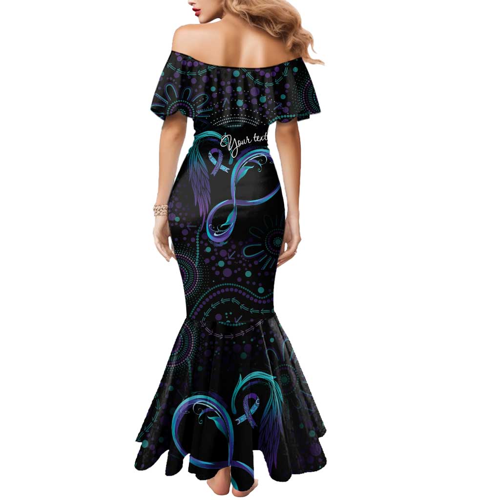 Personalized Australia Indigenous Infinity Heart Mermaid Dress Purple Teal Ribbon You Are Not Alone - Aussie Hoodie