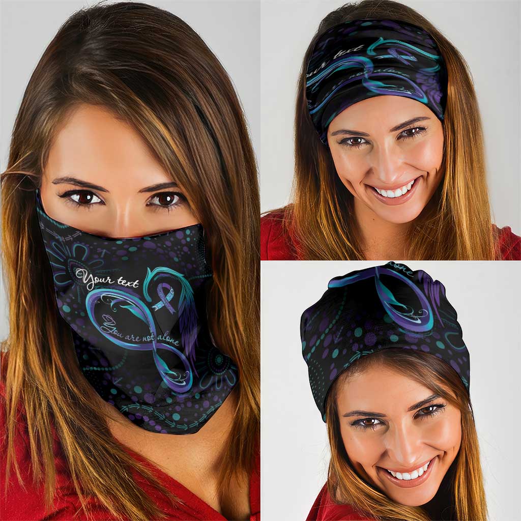 Personalized Australia Indigenous Infinity Heart Neck Gaiter Purple Teal Ribbon You Are Not Alone - Aussie Hoodie