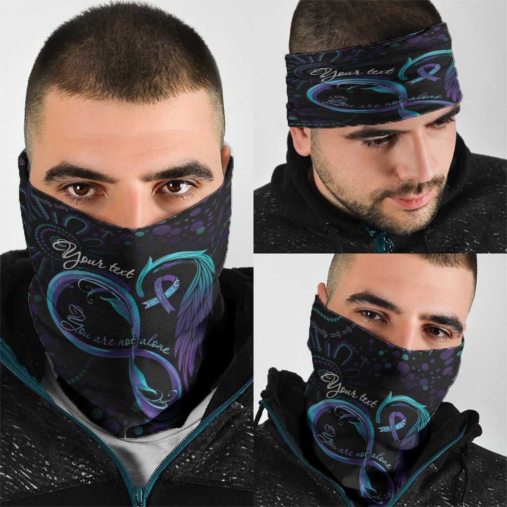 Personalized Australia Indigenous Infinity Heart Neck Gaiter Purple Teal Ribbon You Are Not Alone - Aussie Hoodie