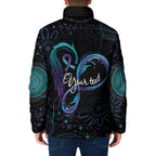 Personalized Australia Indigenous Infinity Heart Padded Jacket Purple Teal Ribbon You Are Not Alone - Aussie Hoodie