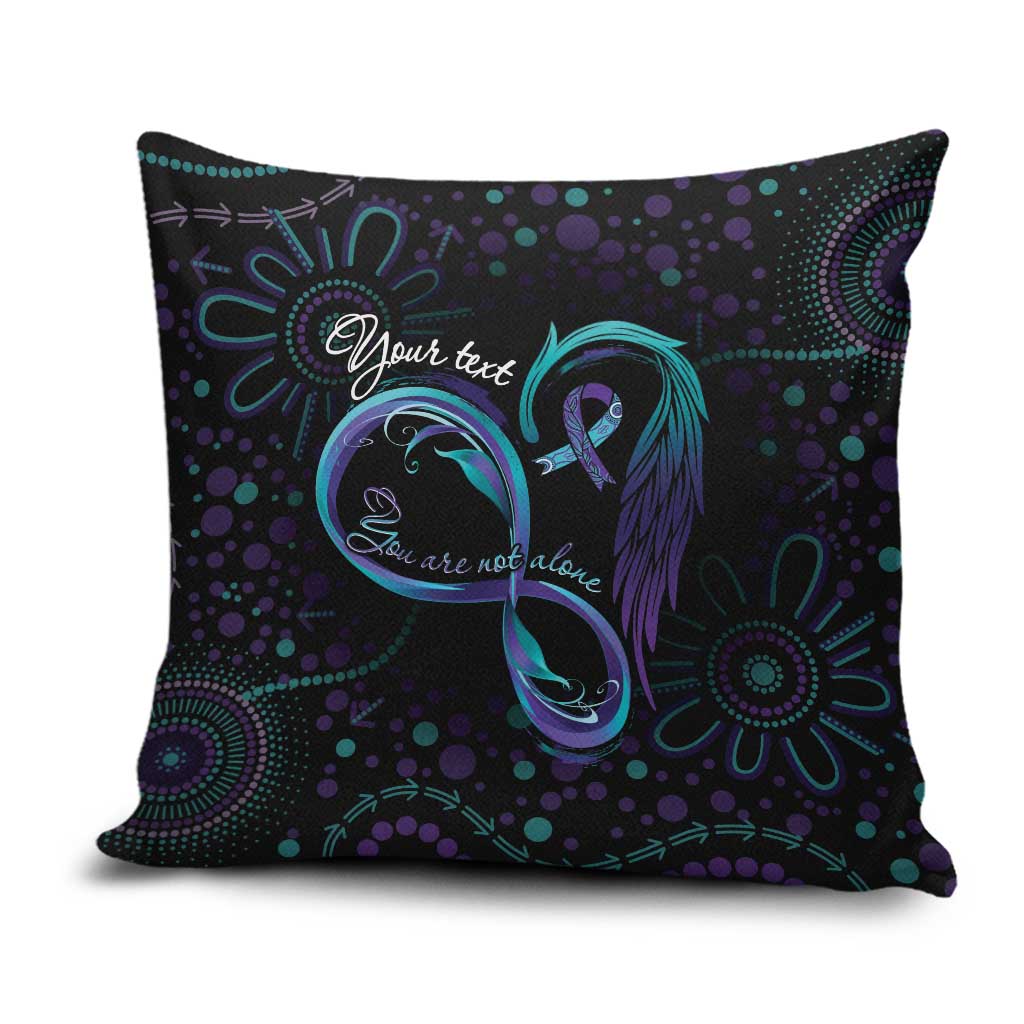 Personalized Australia Indigenous Infinity Heart Pillow Cover Purple Teal Ribbon You Are Not Alone - Aussie Hoodie