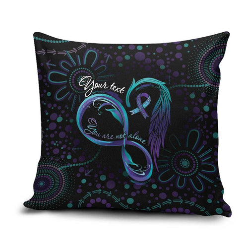 Personalized Australia Indigenous Infinity Heart Pillow Cover Purple Teal Ribbon You Are Not Alone - Aussie Hoodie