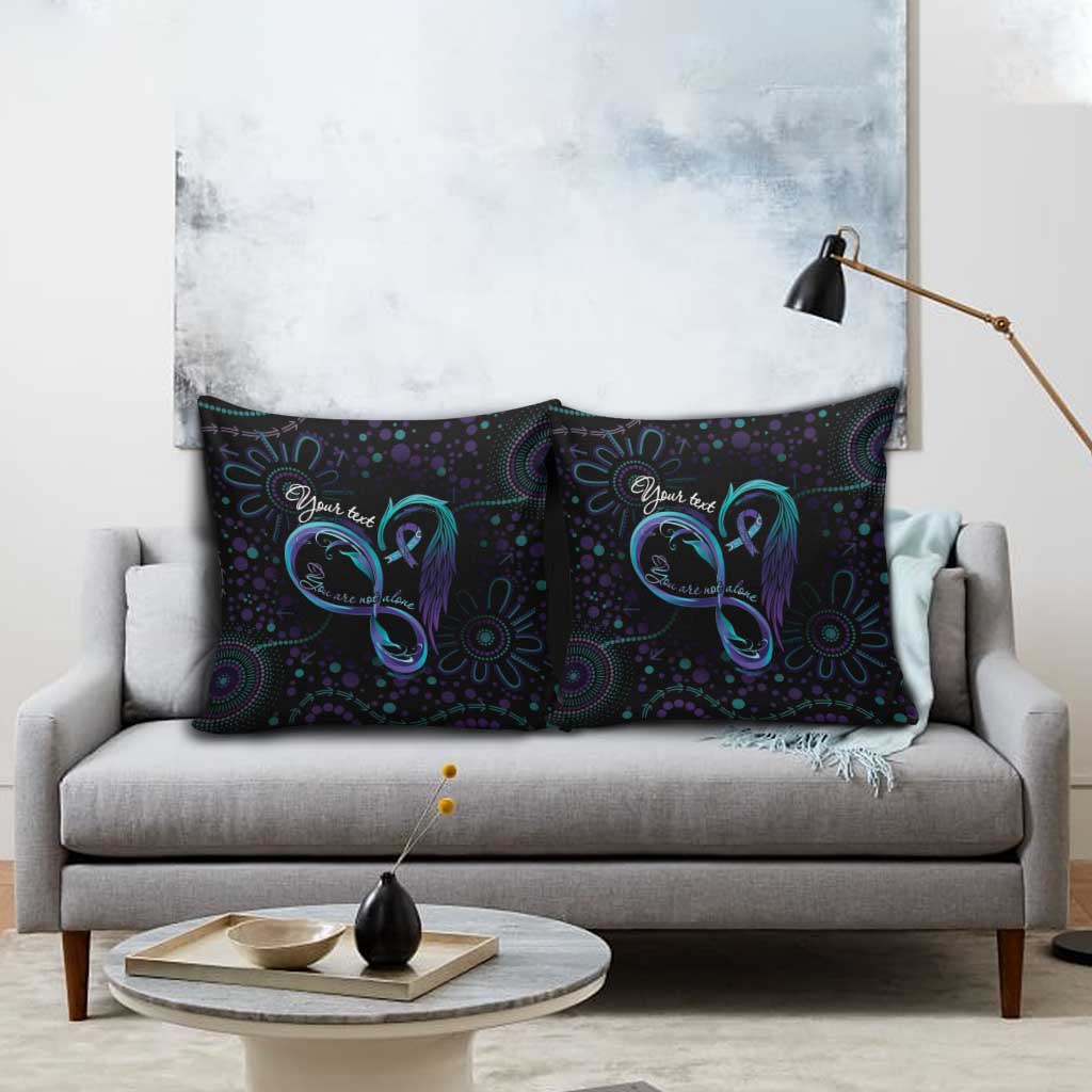 Personalized Australia Indigenous Infinity Heart Pillow Cover Purple Teal Ribbon You Are Not Alone - Aussie Hoodie