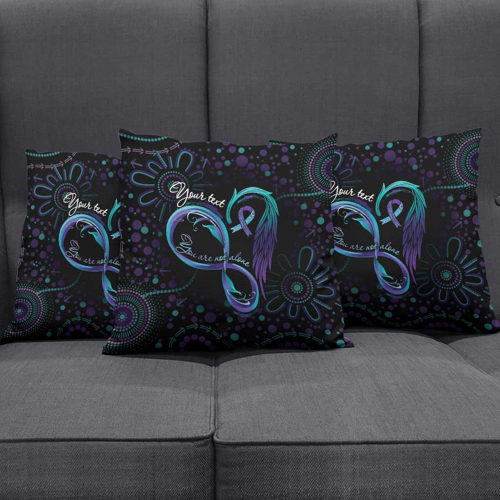 Personalized Australia Indigenous Infinity Heart Pillow Cover Purple Teal Ribbon You Are Not Alone - Aussie Hoodie