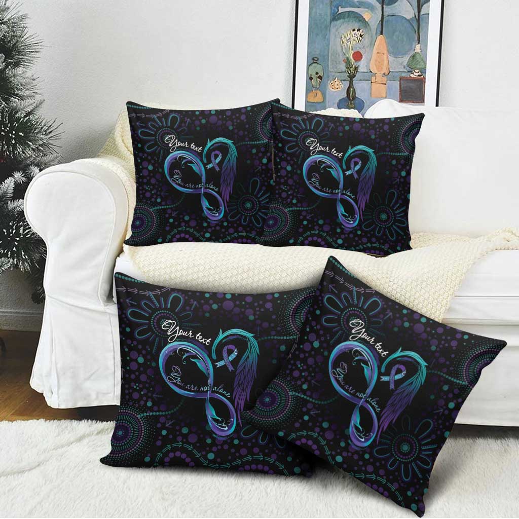 Personalized Australia Indigenous Infinity Heart Pillow Cover Purple Teal Ribbon You Are Not Alone - Aussie Hoodie
