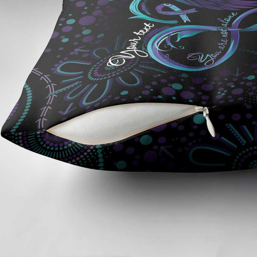 Personalized Australia Indigenous Infinity Heart Pillow Cover Purple Teal Ribbon You Are Not Alone - Aussie Hoodie