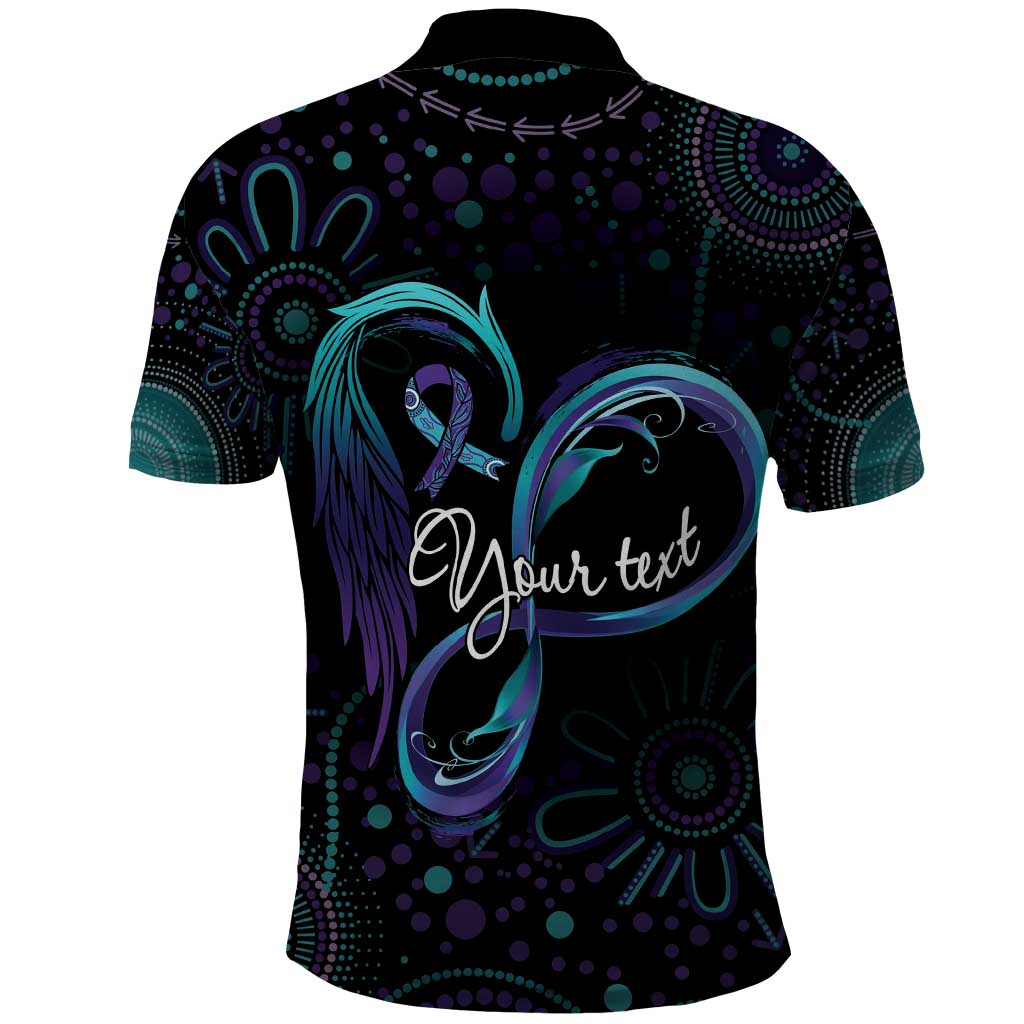 Personalized Australia Indigenous Infinity Heart Polo Shirt Purple Teal Ribbon You Are Not Alone - Aussie Hoodie