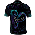 Personalized Australia Indigenous Infinity Heart Polo Shirt Purple Teal Ribbon You Are Not Alone - Aussie Hoodie