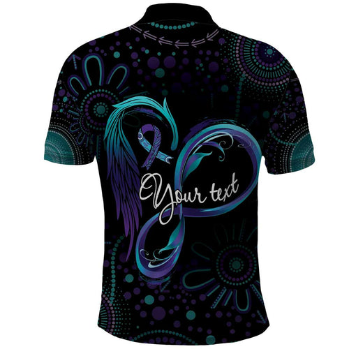 Personalized Australia Indigenous Infinity Heart Polo Shirt Purple Teal Ribbon You Are Not Alone - Aussie Hoodie