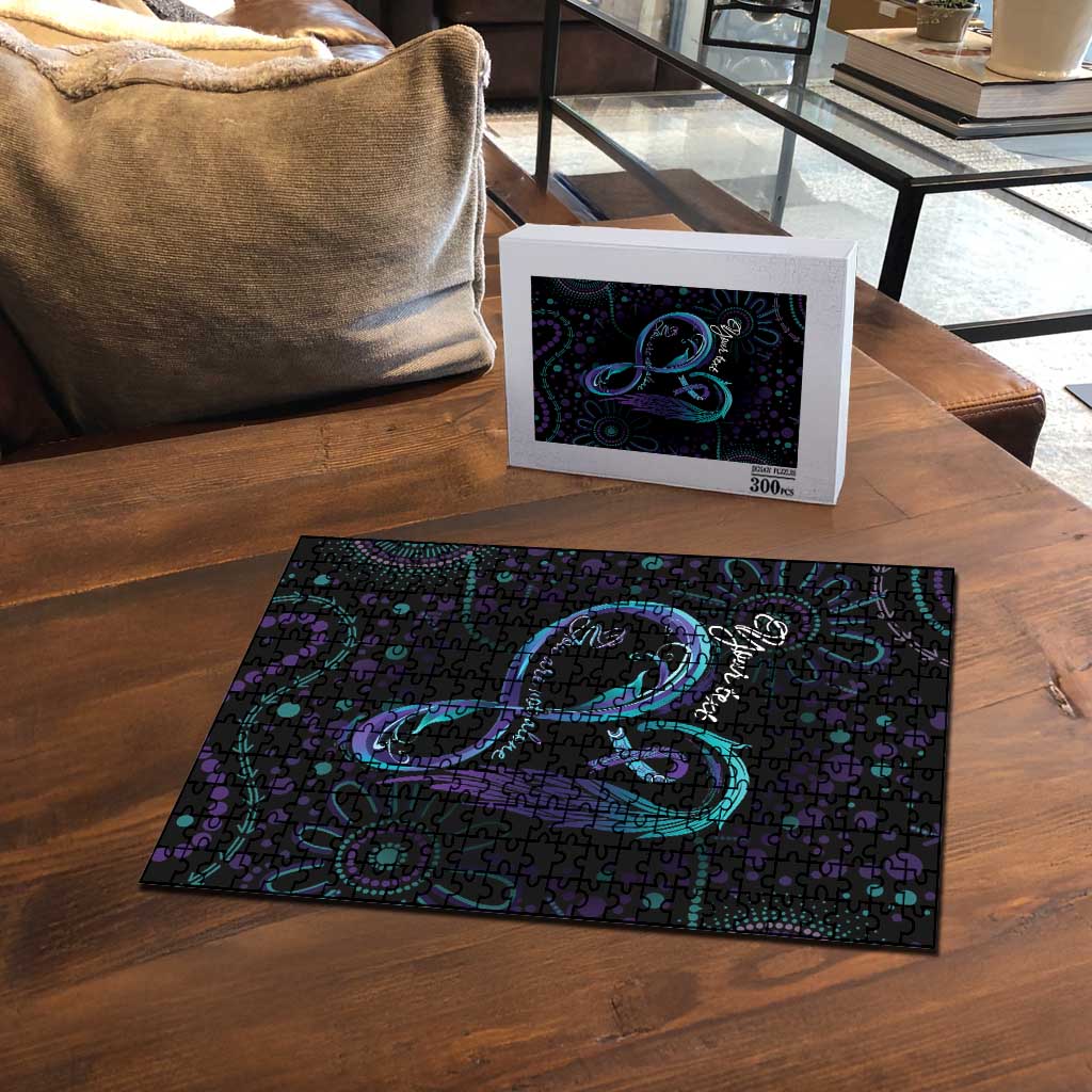 Personalized Australia Indigenous Infinity Heart Puzzle Purple Teal Ribbon You Are Not Alone - Aussie Hoodie