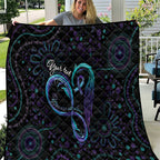 Personalized Australia Indigenous Infinity Heart Quilt Purple Teal Ribbon You Are Not Alone - Aussie Hoodie