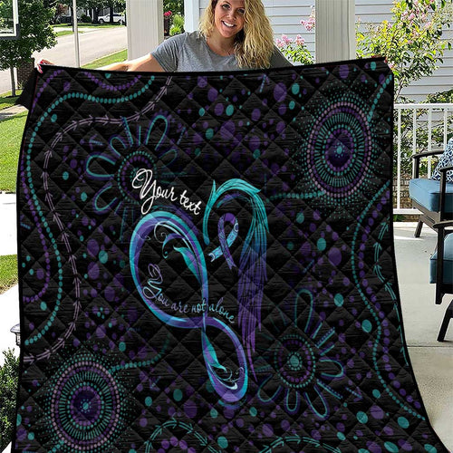 Personalized Australia Indigenous Infinity Heart Quilt Purple Teal Ribbon You Are Not Alone - Aussie Hoodie