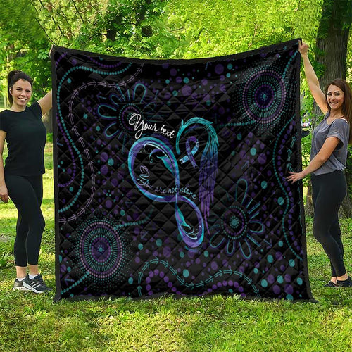 Personalized Australia Indigenous Infinity Heart Quilt Purple Teal Ribbon You Are Not Alone - Aussie Hoodie