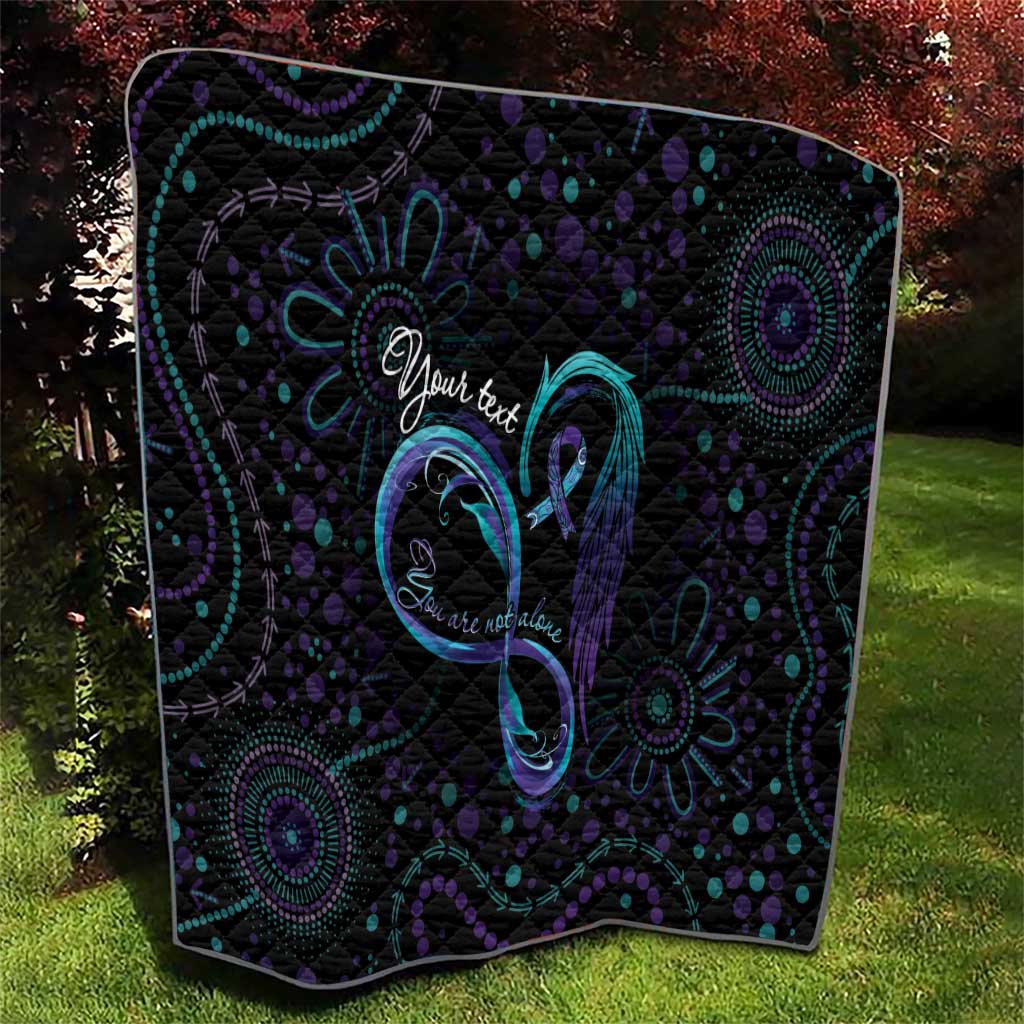 Personalized Australia Indigenous Infinity Heart Quilt Purple Teal Ribbon You Are Not Alone - Aussie Hoodie