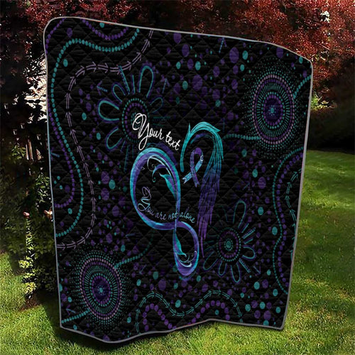 Personalized Australia Indigenous Infinity Heart Quilt Purple Teal Ribbon You Are Not Alone - Aussie Hoodie