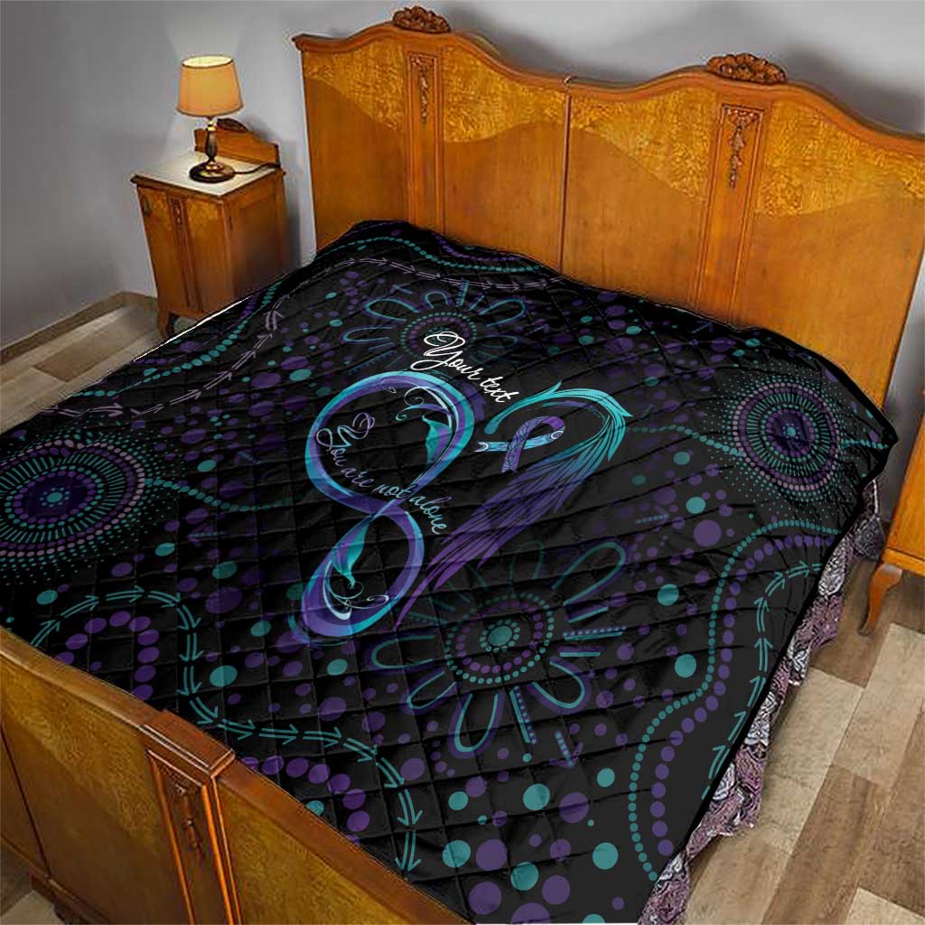 Personalized Australia Indigenous Infinity Heart Quilt Purple Teal Ribbon You Are Not Alone - Aussie Hoodie