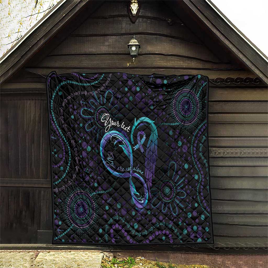 Personalized Australia Indigenous Infinity Heart Quilt Purple Teal Ribbon You Are Not Alone - Aussie Hoodie