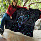 Personalized Australia Indigenous Infinity Heart Quilt Purple Teal Ribbon You Are Not Alone - Aussie Hoodie