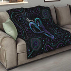 Personalized Australia Indigenous Infinity Heart Quilt Purple Teal Ribbon You Are Not Alone - Aussie Hoodie