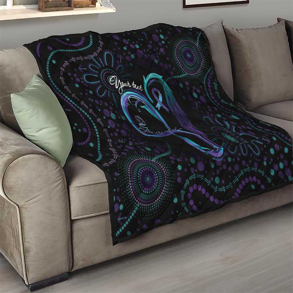 Personalized Australia Indigenous Infinity Heart Quilt Purple Teal Ribbon You Are Not Alone - Aussie Hoodie