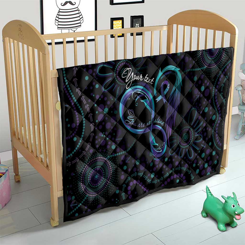 Personalized Australia Indigenous Infinity Heart Quilt Purple Teal Ribbon You Are Not Alone - Aussie Hoodie