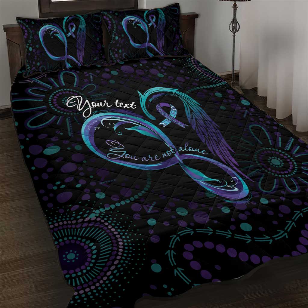 Personalized Australia Indigenous Infinity Heart Quilt Bed Set Purple Teal Ribbon You Are Not Alone - Aussie Hoodie