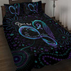 Personalized Australia Indigenous Infinity Heart Quilt Bed Set Purple Teal Ribbon You Are Not Alone - Aussie Hoodie