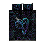 Personalized Australia Indigenous Infinity Heart Quilt Bed Set Purple Teal Ribbon You Are Not Alone - Aussie Hoodie